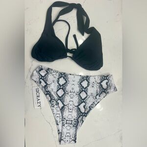 ☀️I2 Crazy Snake Print and Black Bikini Set, NWT, Medium